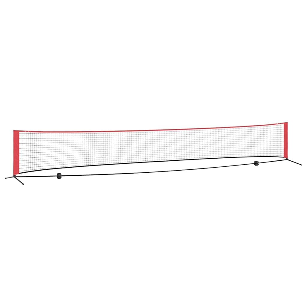 vidaXL Tennisnetz Schwarz und Rot Polyester Outdoor- Transportables Faltbares