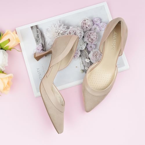 Image of JENN ARDOR Women's Pumps Low Heels Pointed Closed Toe Kitten Dress Shoes for Women Comfortable Stiletto Heeled Sandals Classic Wedding Party D'Orsay Work Pumps