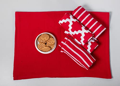French Bread Premium Kitchen Towels Set With Hang Loop - Pack Of 5 Cotton Dish Towels For Drying Dishes, 18”X 26”, Absorbent Tea Towels, Dish Towels For Kitchen, Quick Drying Kitchen Towel Set - Red #TOP4