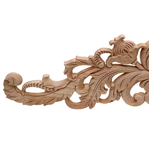 European Style Real Wood Long Floral Carving Applique Home Decoration Accessories Door Cabinet Furniture Figurines 100X265Cm #TOP4