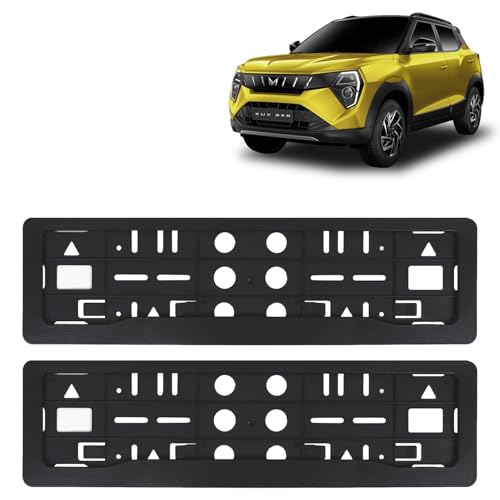 Image of KINGSWAY XUV 3XO Car Number Plate Frames for All 2024 Onwards Models of Mahindra Car Registration Plate Holders, Black Licence Plate Covers (Front and Rear), Universal Size 51.5 x 14.5 cm