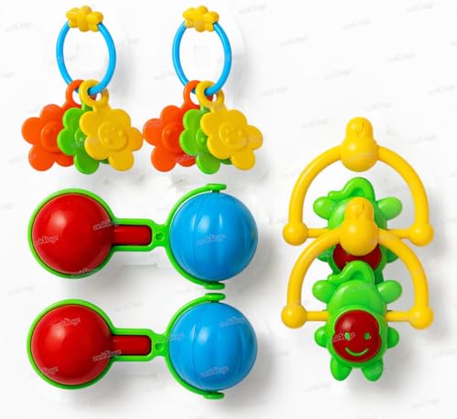 Image of Zest 4 Toyz Rattle Set for Babies 0-6 Months | New Born Baby Essentials | Colorful Attractive Non Toxic Plastic Shake & Grab Rattle Set Baby Toys | New Born Baby Gifts (Multicolor)