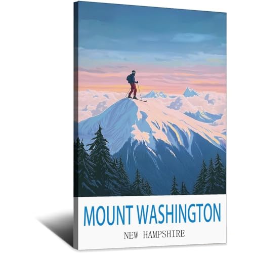 Affiche Mount Washington New Hampshire poster retro 20x30cm pour salon voyageur
