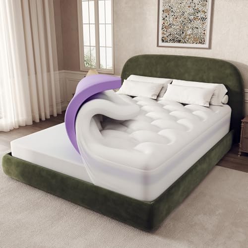 OhGeni Cooling 4 inch Dual Layer Queen Mattress Topper, 2