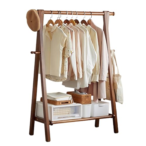 Portant à vêtements avec étagères dressing ouvert bois massif pliable 80 cm