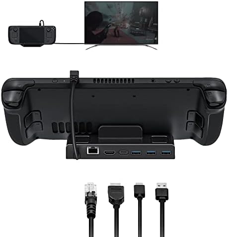 Mcbazel 6 in 1 Steam Deck Dock Station,Docking Station with RJ45 LAN Port/4K HDMI/Ethernet/Type-C PD Charging/USB3.0 Port Data Transfer for Steam Deck/NS Switch/Switch OLED