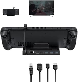 Mcbazel 6 in 1 Steam Deck Dock Station,Docking Station with RJ45 LAN Port/4K HDMI/Ethernet/Type-C PD Charging/USB3.0 Port Data Transfer for Steam Deck/NS Switch/Switch OLED