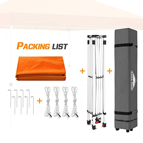 Eagle Peak 10X10 Pop Up Canopy Tent Instant Outdoor Canopy Straight Leg Shelter With Adjustable Height And Wheeled Carrying Bag (Orange) #TOP5