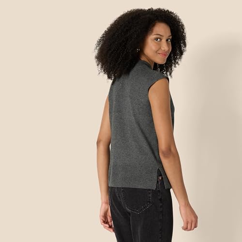 Amazon Essentials Women's Regular-Fit Cap Sleeve Mock Neck Sweater Top, Charcoal Heather, Large by Amazon Essentials - Used condition - Image 2