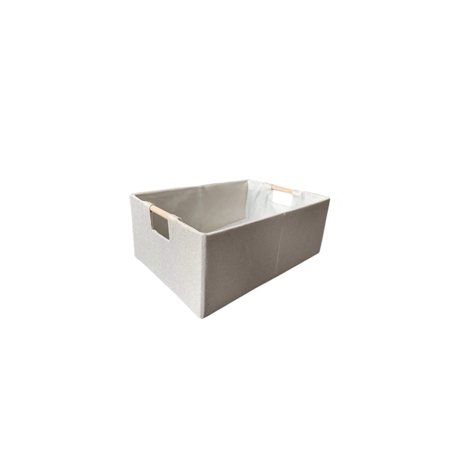 Qusinfc Sturdy Oxfords Cloth Desktop Organizers Wood Handle Storage Basket for Closet Shelves Home Fabric Storage Solution