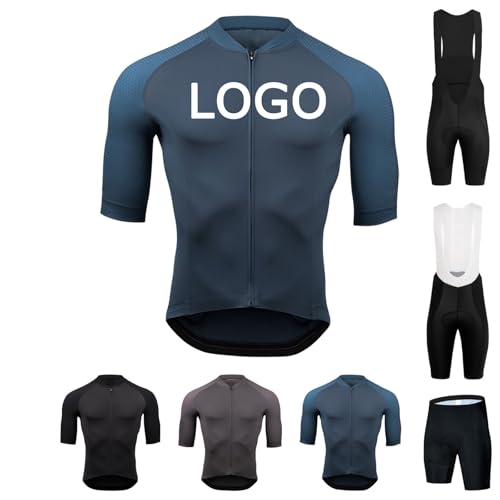 COITROZR Maillot Ciclismo Personalizado Ropa Ciclismo Mountain Bike de Secado Rápido Cremallera Completa para Hombre con Logotipo del Equipo Ropa para Bicicletas de Carreras(Blue)