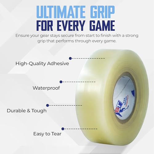 Image of ST Sports Tape Clear Hockey Tape 10 Pack - Shin Guard & Sock Tape | Strong Grip, Waterproof, Easy Tear, No Residue - Athletic Tape for Hockey, Soccer, Sports Gear & Equipment Hold