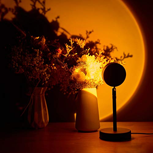 Lâmpada de pôr do sol, projetor de luz do sol com rotação de 180 graus, luz noturna LED, carregament