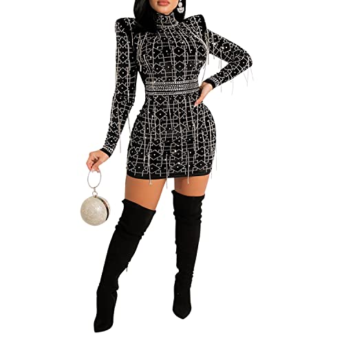 Image of Women Sexy Birthday Dress Hot Drilling Process Sexy Dress Party Club Night Dress