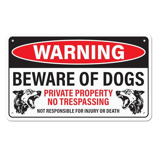 Beware of Dog Sign for Fence, Aluminum with Corner Mounting