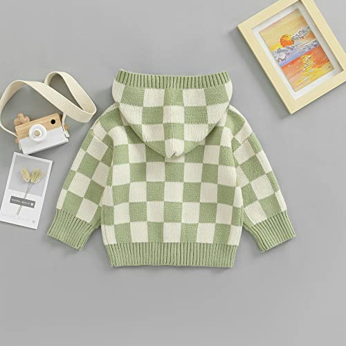 Toddler Baby Girl Cardigan Long Sleeve Floral Button Knit Sweater Coats Top Cute Fall Winter Knitwear Jacket Warm Clothes (Hoodie Green,0-6 Months) #TOP5