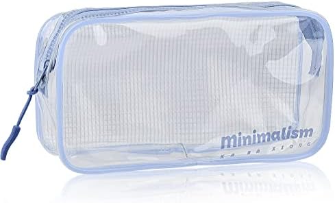 DODUOS Clear Pencil Case, Blue Transparent Pencil Case Clear Pencil Pouch, Large Transparent Exam Pen Pencil Case See Through Pencil Case for for Girls Boys Students Exam