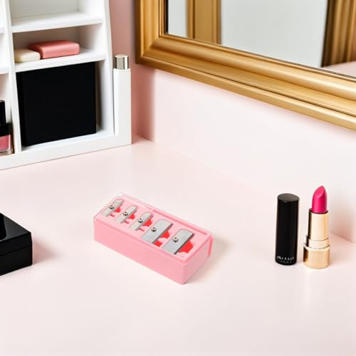 Sacapuntas para lápices de maquillaje Mikinona rosa con 5 agujeros y alta eficiencia 6