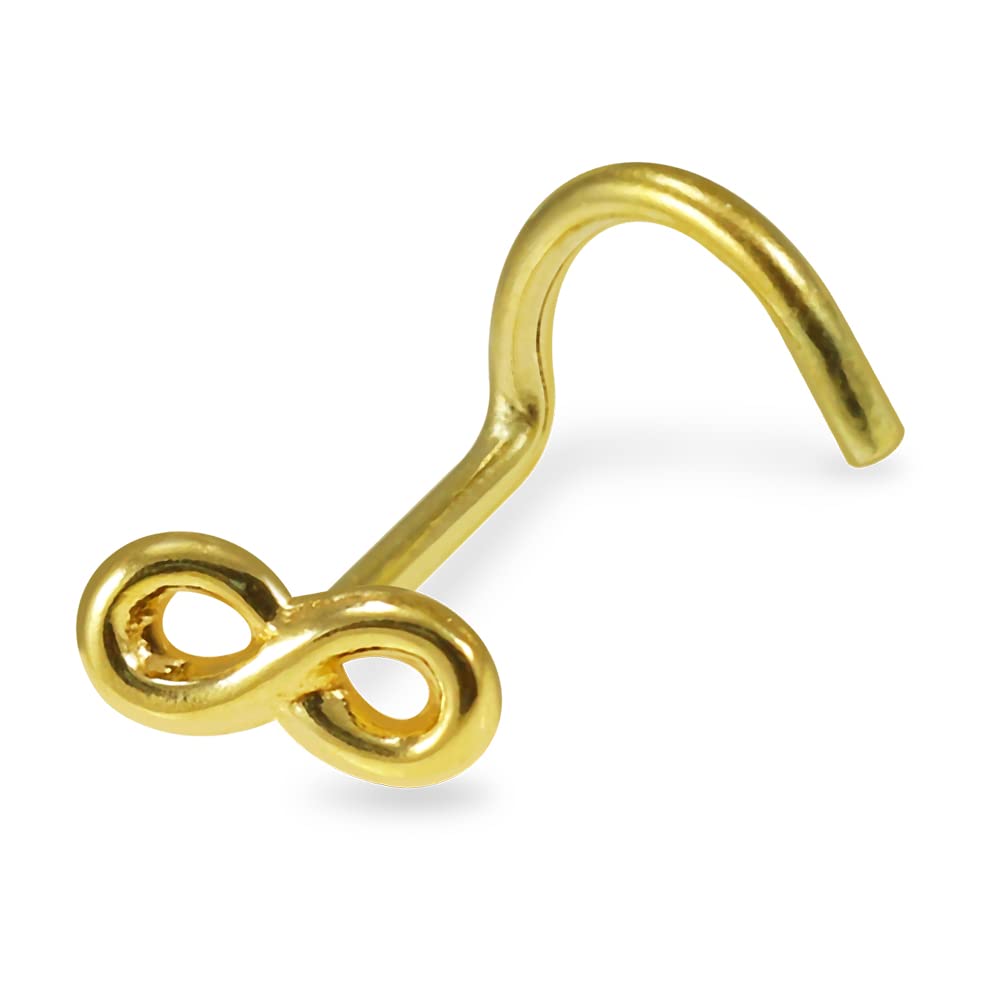 Monster Piercing 9K Gold Echtgold | Nasenpiercing Nasenstecker Stud | Infinity Unendlich Zeichen | Stabstärke: 20G (0,8 mm) | Stablänge: 7mm | Hypoallergen