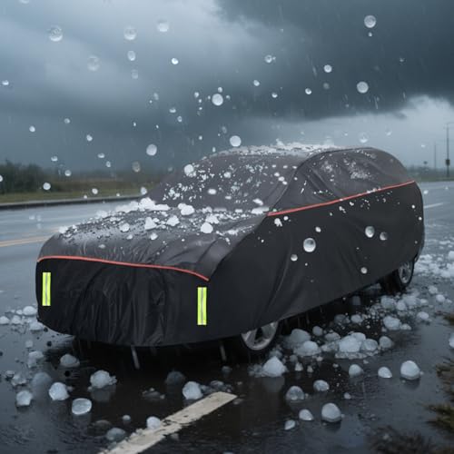 Image of Hail Protector Car Cover, Waterproof Thickened EVA Car Cover for Jeep Wrangler 2 Door 1987-2025 JK JL CJ YJ TJ Outdoor Waterproof Sun Rain Snow Hail Protection with Driver Door Zipper