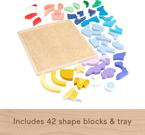 Fisher-Price Puzzle en Bois L’Espace avec blocs à empiler composé de 42 pièces en bois, un jeu de tri pour enfants à partir de 3 ans, HXY42