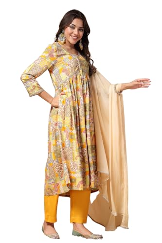 Image of ZELENA Maternity Zipless Feeding Kurta Set for Women | 100% Viscose Rayon Pre & Post Pregnancy Paisley Printed Kurta Set | Nursing Kurta Set for Easy Breastfeeding with Dupatta & Pockets