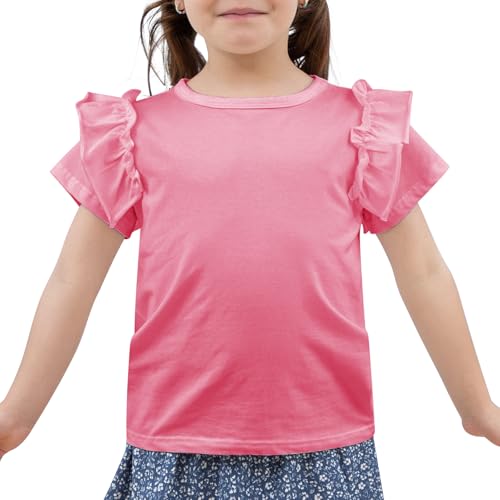 Image of KAKU NNAU Girls Pink T Shirt Kids Top Plain Cotton Girls Tops 7 8 Years