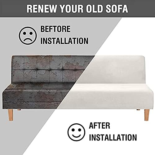 Miniatura 6 de XMAYODS Funda de terciopelo para sofá sin brazos, plegable, funda para futón, lavable, extraíble, elástica, protector de muebles (color  K)