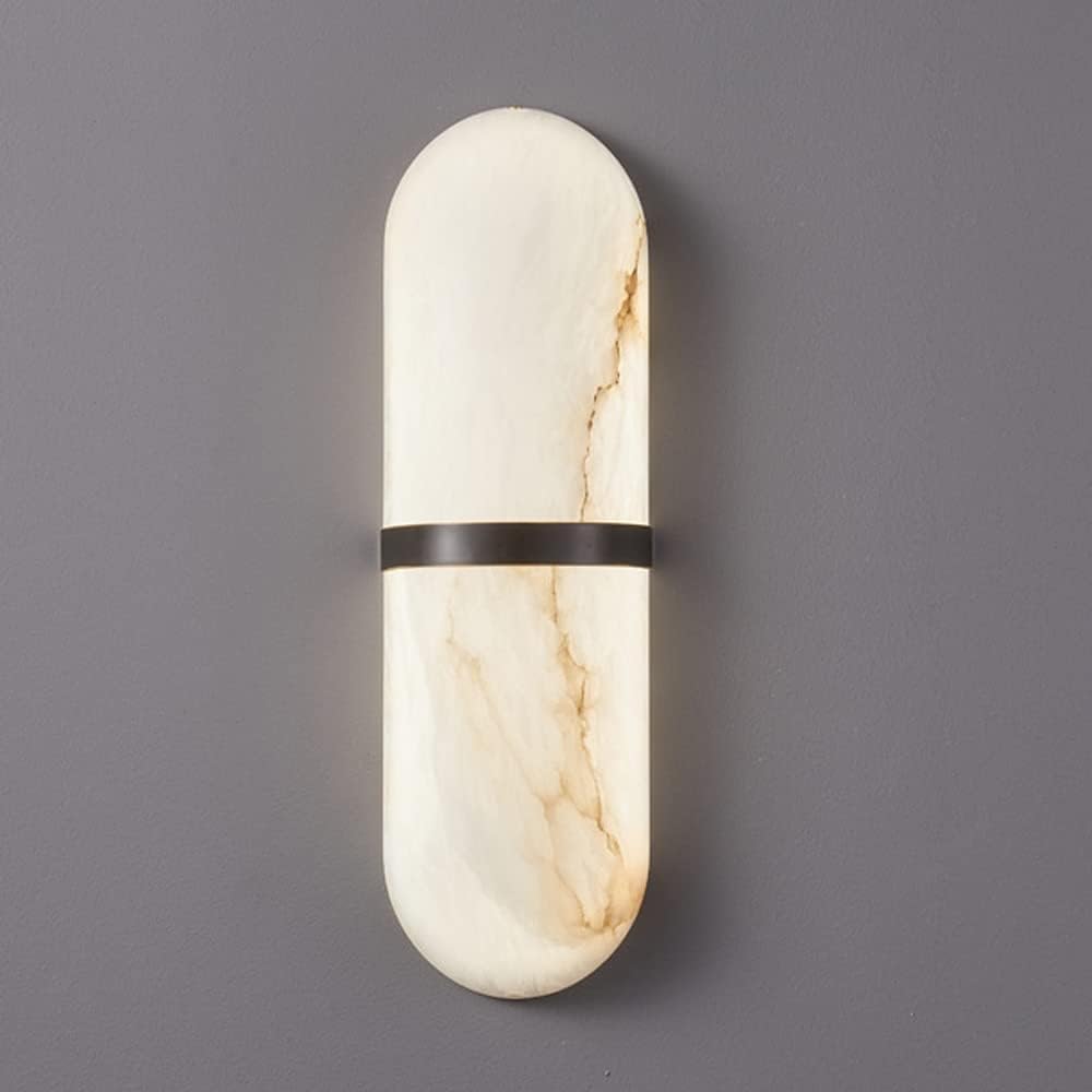 HXYSXHJUO Copper Marble Wall Lamp - Oval White Sconce for Living Room, Bedroom, and Aisle Chinese Style Light Fixture