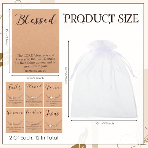 Quelay Faith Cross Bracelet Bulk Christian Gifts for Women Bracelet,Organza Bag,Bible Verse Card for Mother's Day Church2