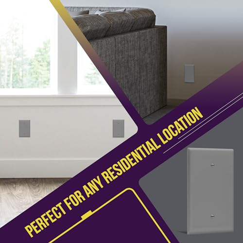Image of ENERLITES Blank Device Wall Plate, Jumbo Blank Cover, Gloss Finish, Oversized 1-Gang 5.5 inch x 3.5 inch, Polycarbonate Thermoplastic, 8801O-GY-10PCS, Gray, 10 Pack | Jumbo size 5.5 inch x 3.5 inch, cover unused electrical box /outlet /switch, unbreakable polycarbonate, UL-listed, easy to install