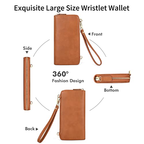 Nuoku Wallet For Women Credit Card Holder Cell Phone Purse Sofa Pu Leather Wallet With Rfid Blocking Clutch Wristlet, Brown #TOP4