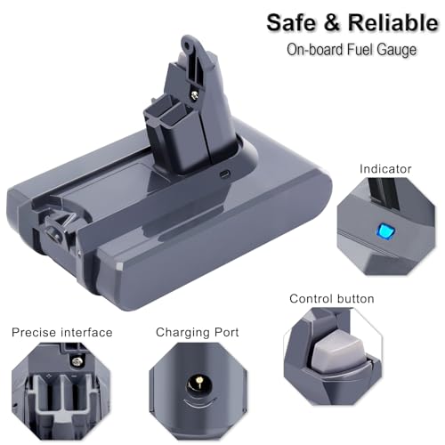 Image of Biswaye Compatible with Dyson V6 Battery Replacement Compatible with Dyson V6 DC62 DC59 DC58 SV03 SV04 SV06 SV09 Slim Animal Absolute Motorhead 21.6V Cordless Vacuum Batteries