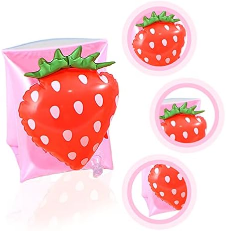VIKSAUN Inflatable Swimming Armbands Strawberry Arm Bands Baby Floats Toddler Armbands Kid Armbands Baby Armbands for Pool Water Sports Learning Swim Training Aid Aged 3-6 Safety Equipment