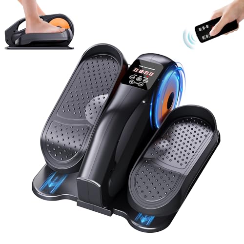 Under Desk Elliptical Machine, Ellipse Leg Exerciser While Sitting for Seniors Adults, Quiet & Portable Fully Assembled Foot Pedal Exerciser at Home with Remote Control, Exclusive Office Silent Mode