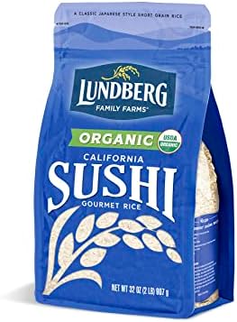 Lundberg Family Farms - Organic California Sushi Rice, Japanese Style Short Grain Rice, Perfectly Sticky, Pantry Staple, Non-GMO, Gluten-Free, USDA Certified Organic, Vegan, Kosher (32 Oz)