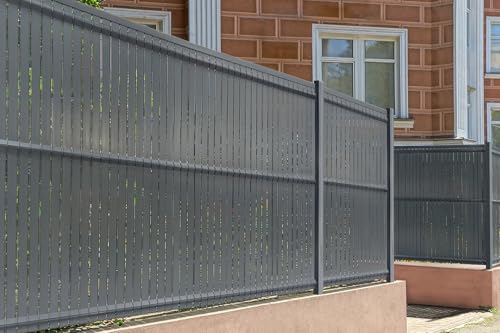 CASANOOV – Kit de 68 lamelles occultantes PVC rigide CINTO L.4m x H.150cm – Gris anthracite RAL7016 – 76 clips inclus – Brise-vue robuste clôture...