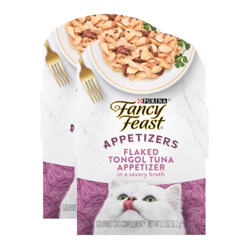Fancy Feast Purina Appetizers Grain Free Cat Food Flaked Tongol Tuna Appetizer Lickable Cat Food Topper - 1.1 oz. Trays,(Pack of 20) - image 1