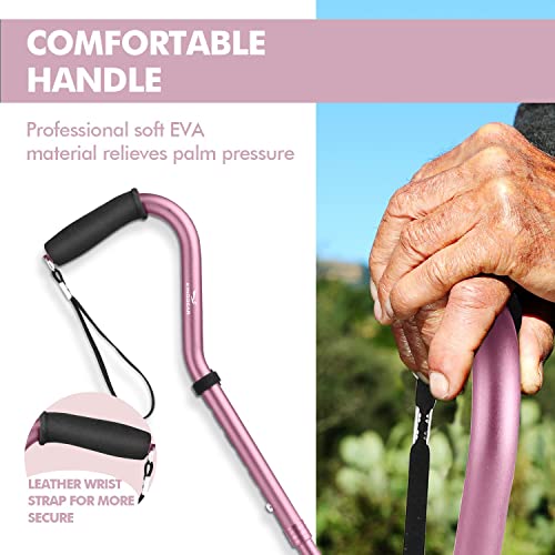 Kinggear Walking Cane For Women & Men, Lightweight & Sturdy Offset Walking Stick, Walking Cane With Autonomous Standing, Large Quad Base Cane For Seniors, Walking Crutches For People With Leg Injuries #TOP3