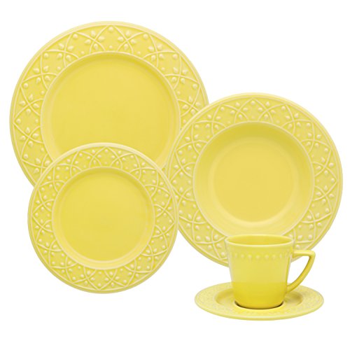 1 Aparelho de Jantar e Chá 30 Peças Oxford Daily Mendi Sicilia Amarelo