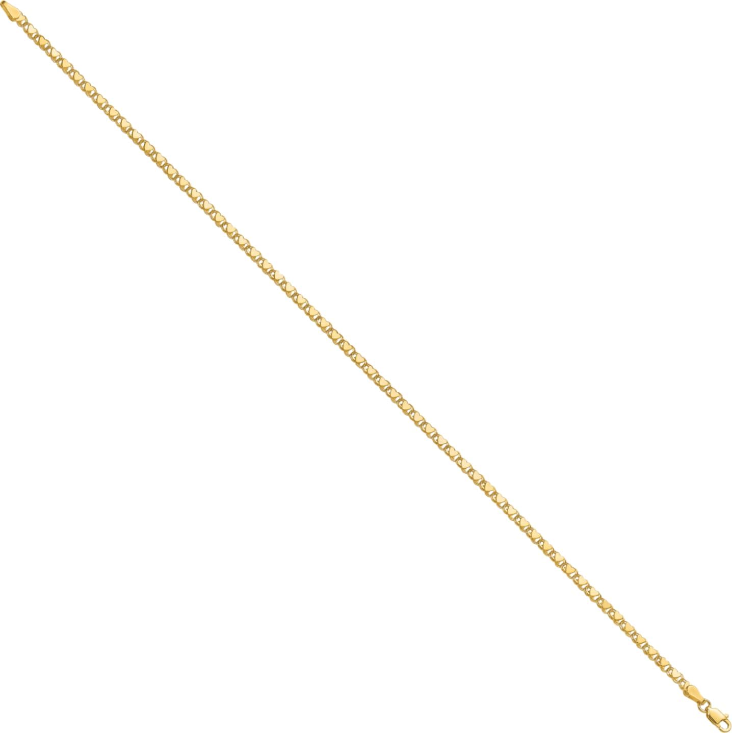 IceCarats 14K Solid Yellow Gold 3.75mm Link Chain Double Sided Heart Charm Bracelet Polished