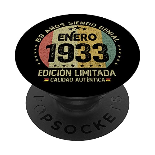 Regalo 89 años Cumpleaños Hombre Mujer - Enero 1933 PopSockets PopGrip Intercambiable
