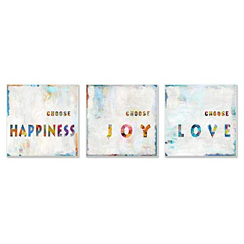 'Choose Happiness Joy & Love Phrase'| 3pc Wall Plaque Art Set by Stupell Industries - Used condition - US$10.24
