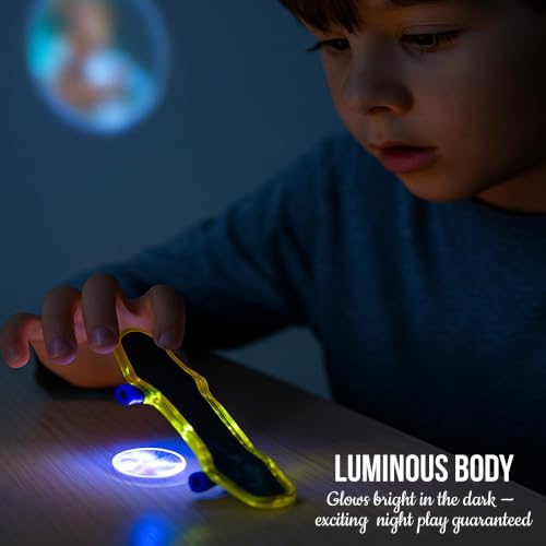Image of TecoKart 2Pcs Luminous Finger Skateboard Toy with Projection Pattern | Mini Finger Board for Kids | Educational Toy, Pocket Skateboard for Boys & Girls | Gift for 5+ Years (Random Color)
