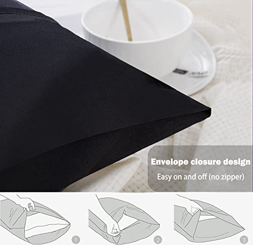 Ayasw Body Size Pillowcases Set Of 2 Premium Soft And Cozy 1800 Double Brushed Microfiber Fabric With Envelope Closure Black Pillow Case 2 Pack Wrinkle, Fade, Stain Resistant 20X54 Inch #TOP3