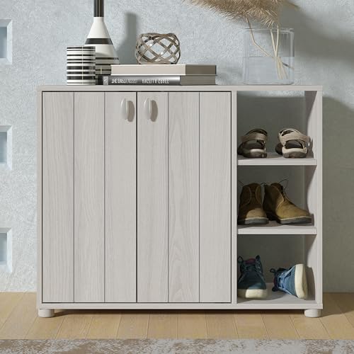 Gfw Bideford Shoe Cabinet Warm Grey Oak