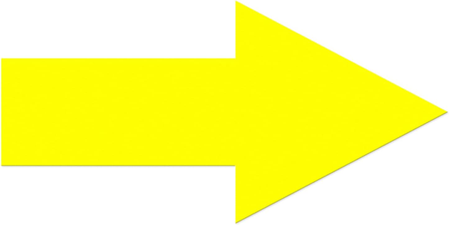 Yellow Arrow Floor Sticker 25 × 12.5 cm SelfAdhesive Directional Arrow