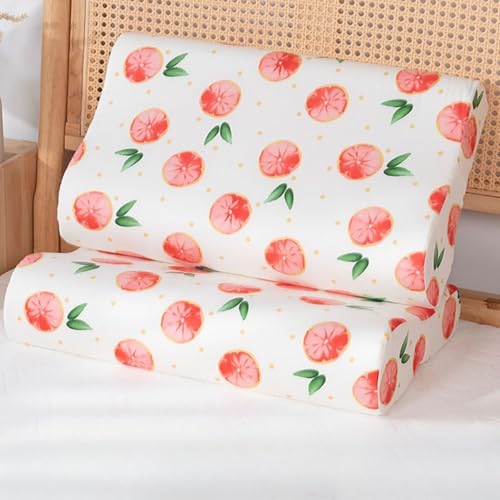 Hixingo Almohadas Viscoelásticas Cervicales, Almohada Viscoelastica Cervical con Funda Lavable Suave y Cómodo para Dormir Abrazado de Lado, Soporte de Espalda y Cuello (Pomelo,50 * 30 * 7cm)