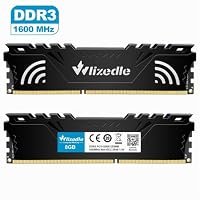 Wlizedle DDR3 Desktop Memory RAM 16GB Kit (2x8GB) 1600MHz CL11 UDIMM, PC Arbeitsspeicher PC3-12800 240-Pin 1,5V Non-ECC 2Rx8 Computer Speicher Upgrade für Rechner, Schwarz – Ansicht 6