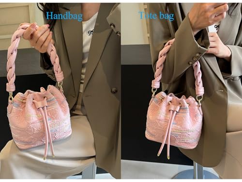 Image of Small Bucket Bags for Women, Mini Crossbody Tote Bag with Detachable Shoulder Strap, Girls Top Handle Handbag